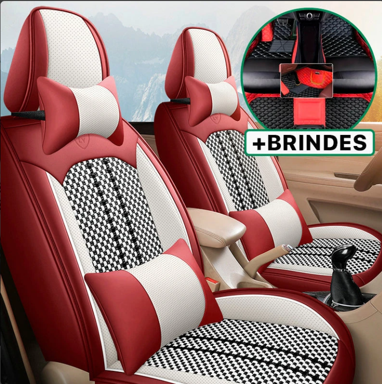 Capa Universal Evotek Completa para Carro em Couro Legítimo com AirBag +3 BRINDES: Tapetes Automotivos